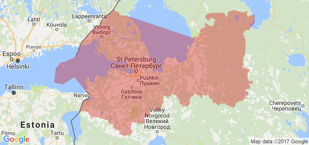 Изображение карты Ленинградской области