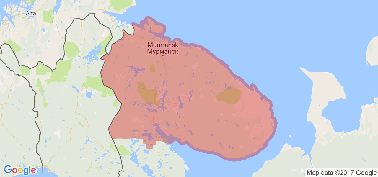 Изображение карты Мурманской области