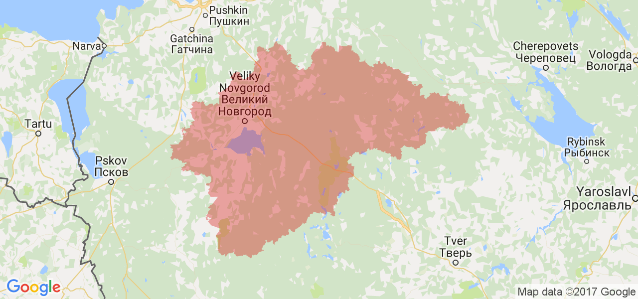 Изображение карты Новгородской области