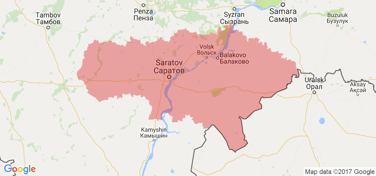 Изображение карты Саратовской области