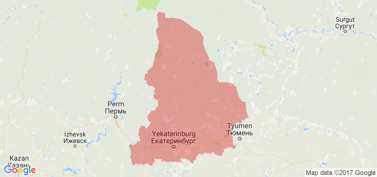 Изображение карты Свердловской области