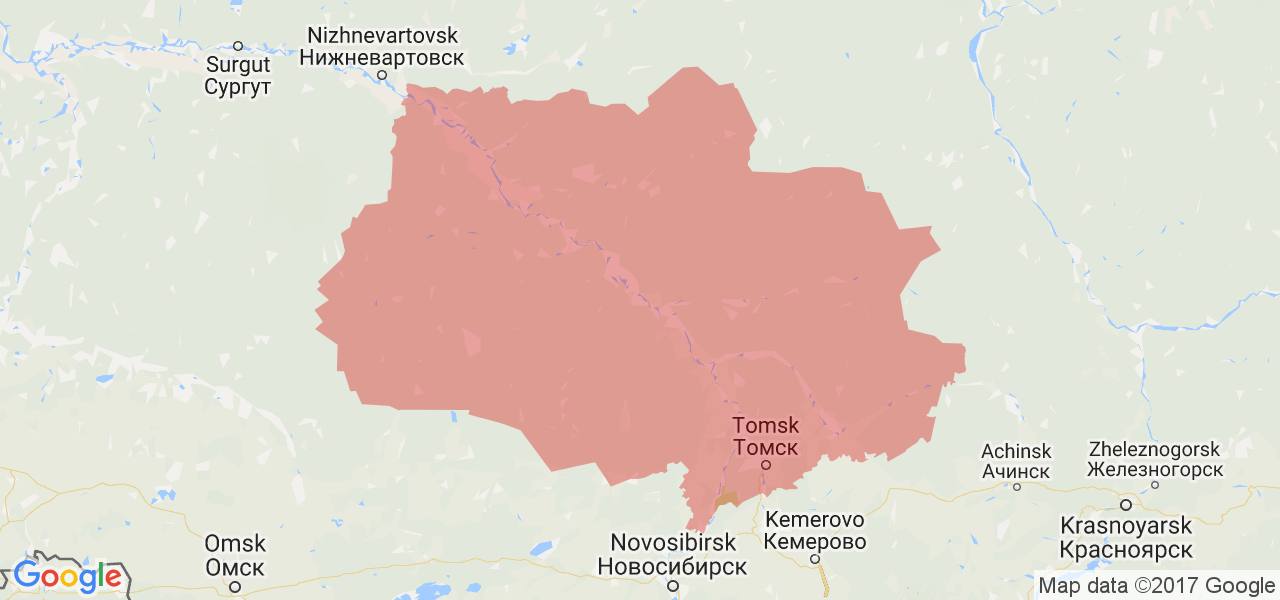 Изображение карты Томской области