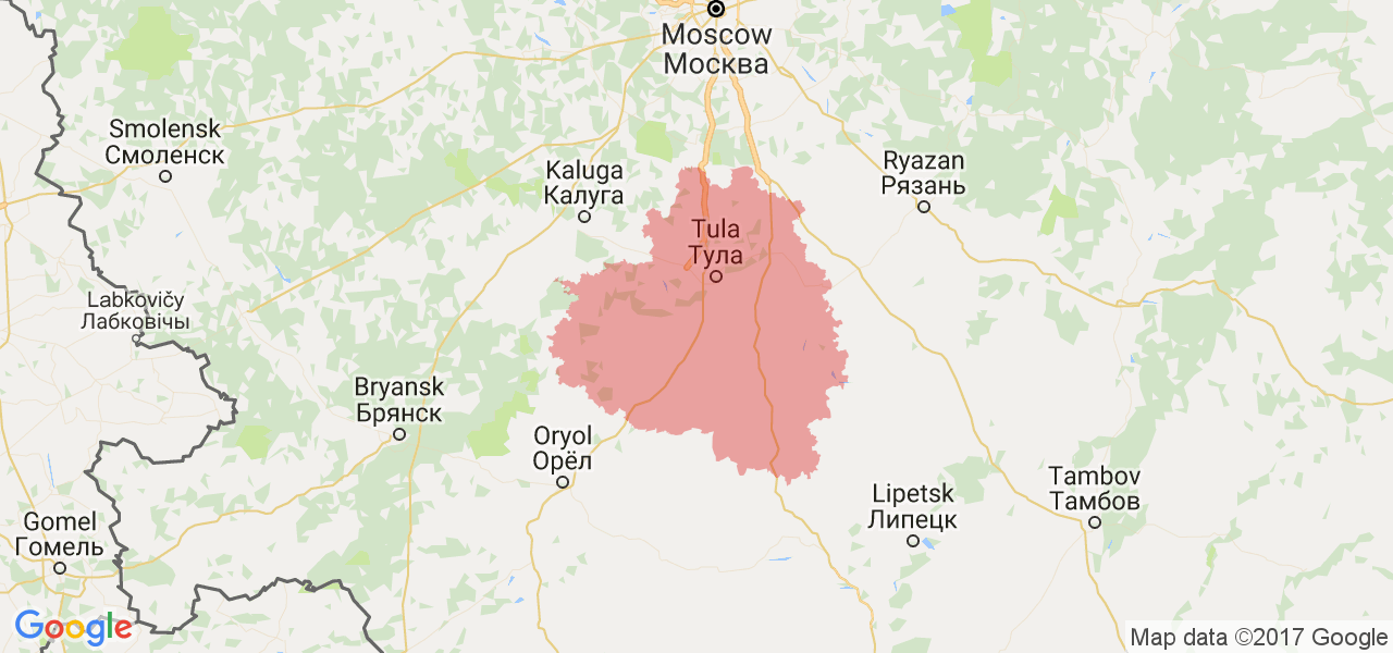 Изображение карты Тульской области