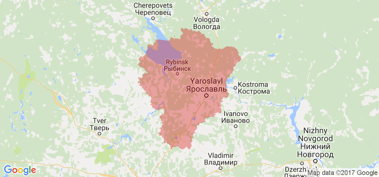 Изображение карты Ярославской области