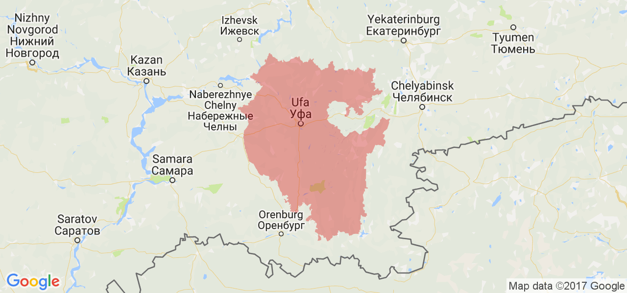 Изображение карты Республики Башкортостан