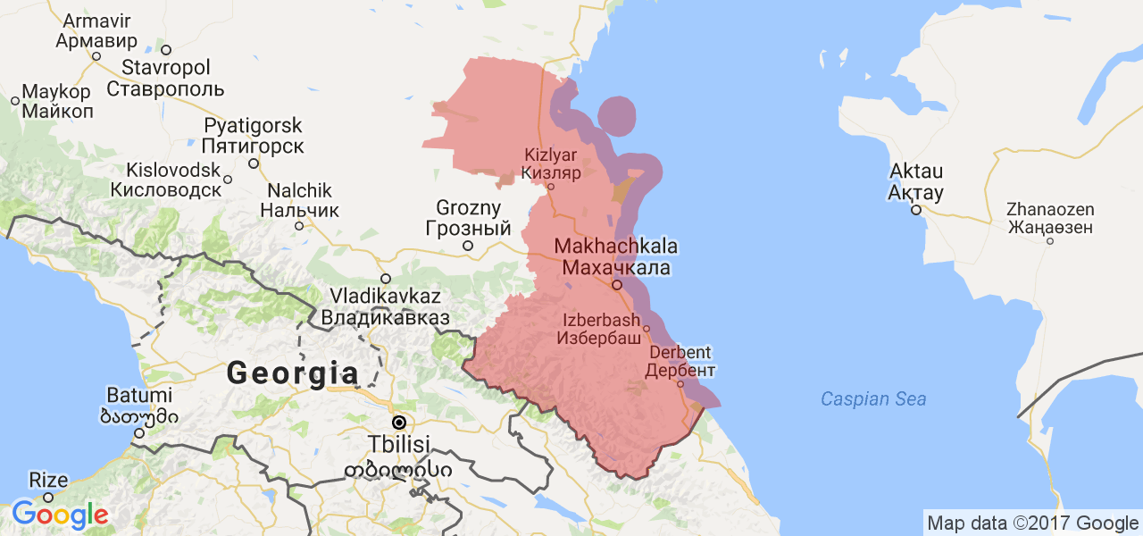 Изображение карты Республики Дагестан