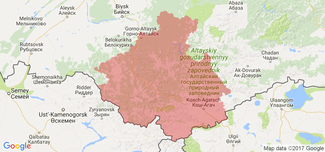 Изображение карты Республики Алтай