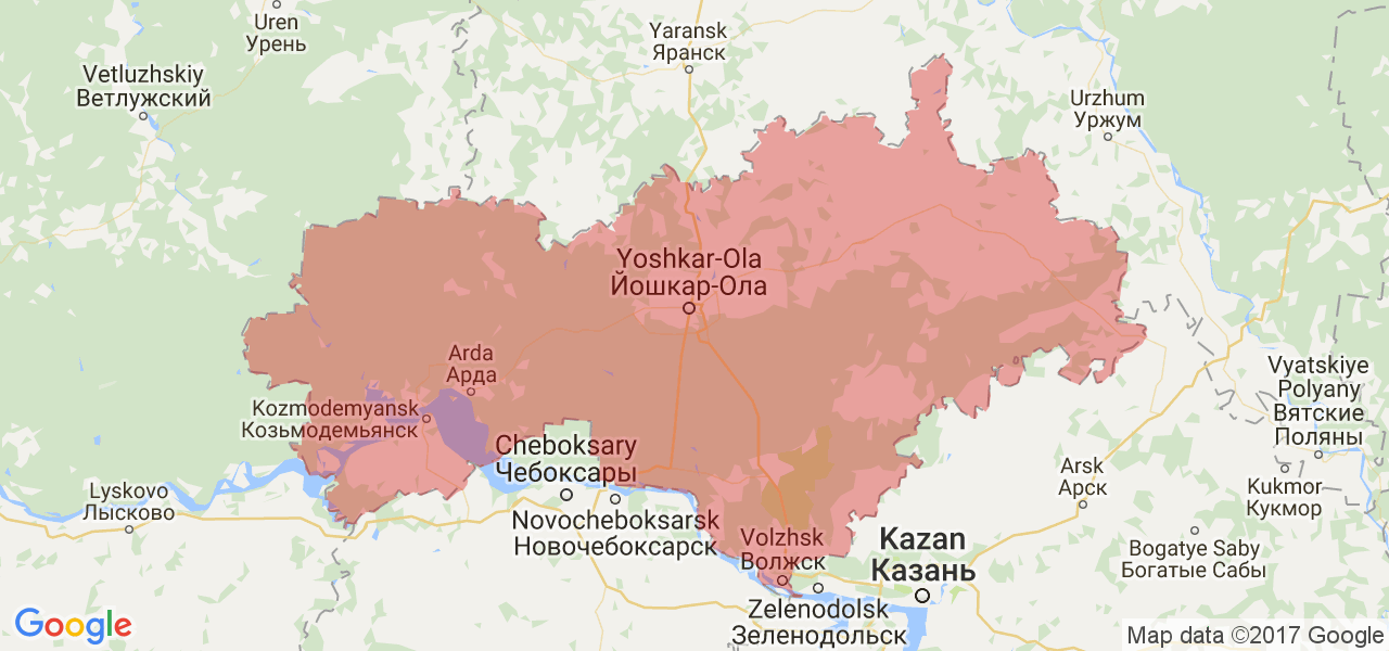 Изображение карты Республики Марий Эл