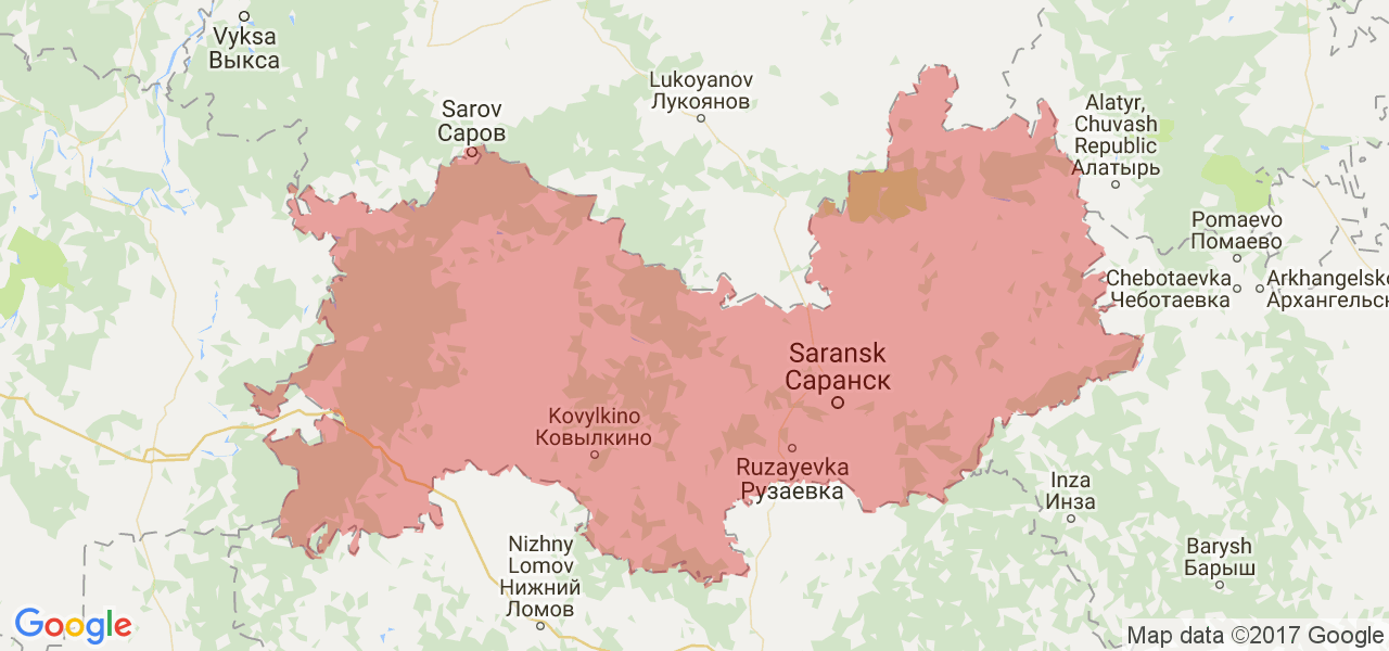 Изображение карты Республики Мордовия