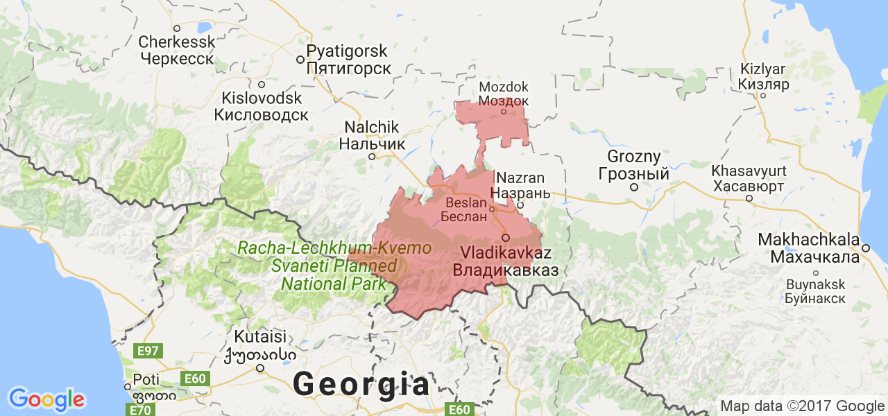 Изображение карты Северной Осетии