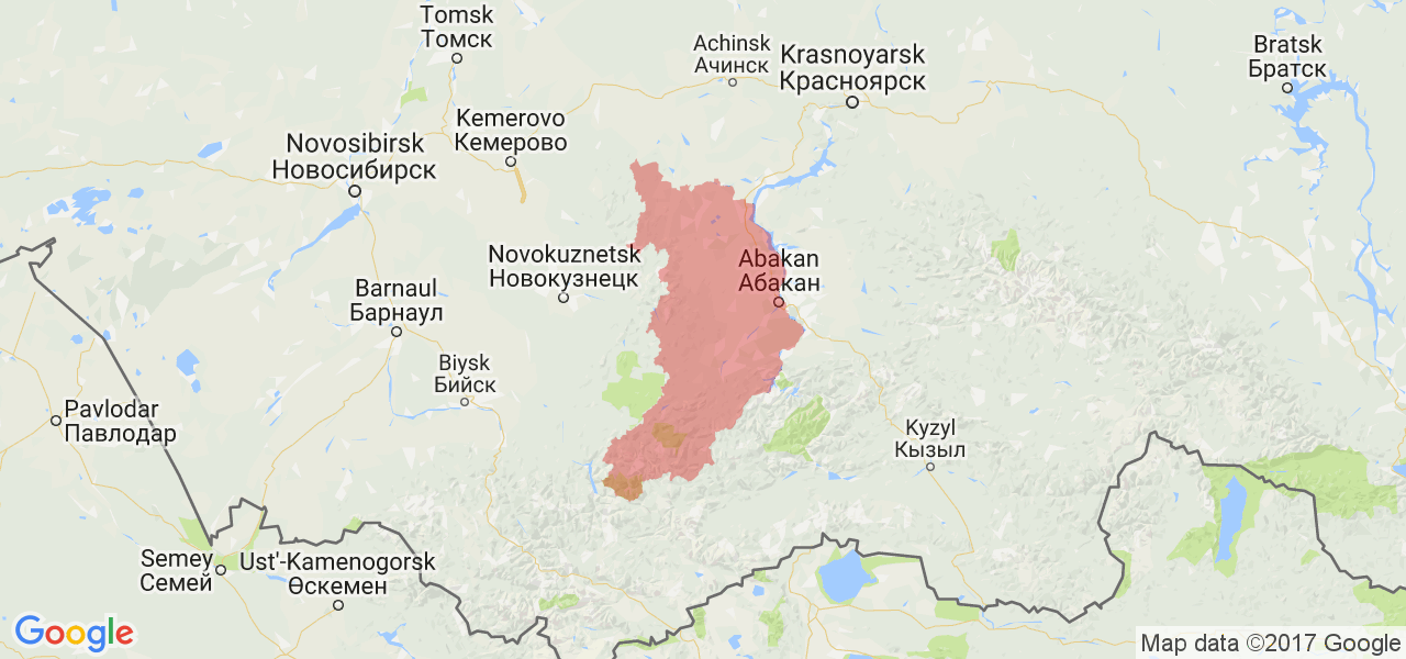 Изображение карты Республики Хакасия