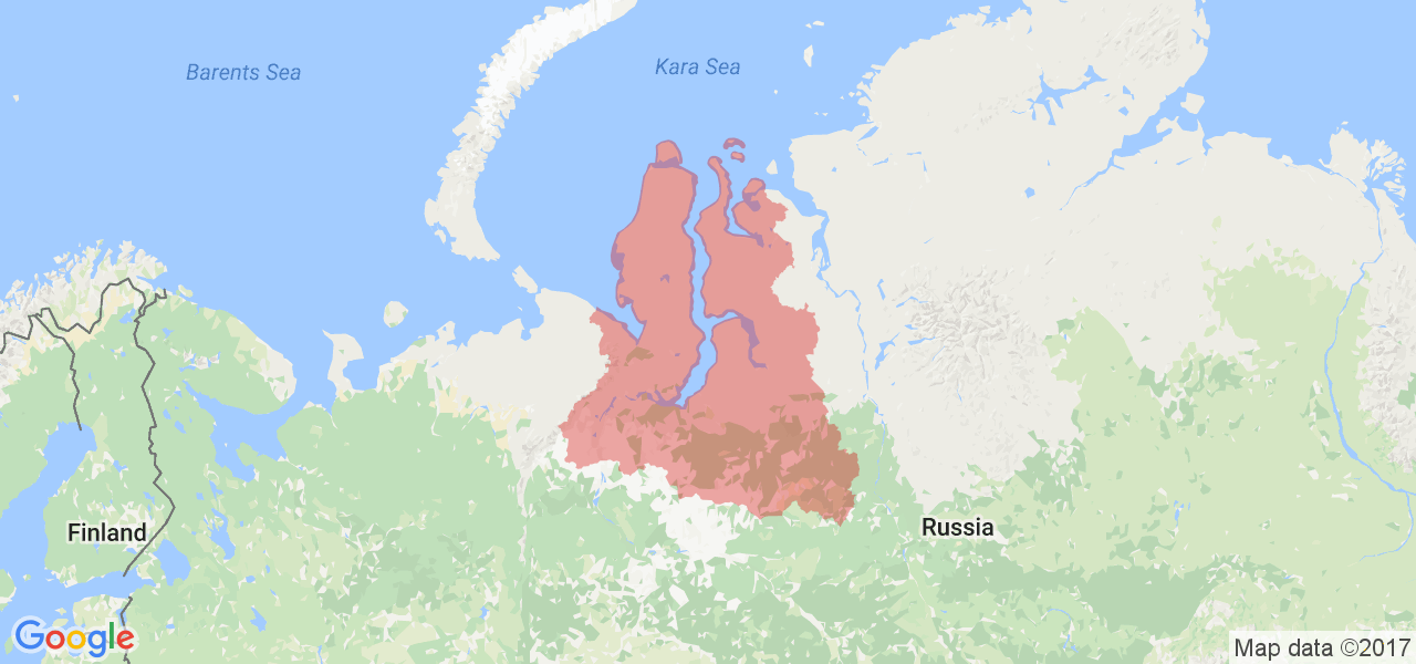 Изображение карты Ямало-Ненецкого Автономного округа
