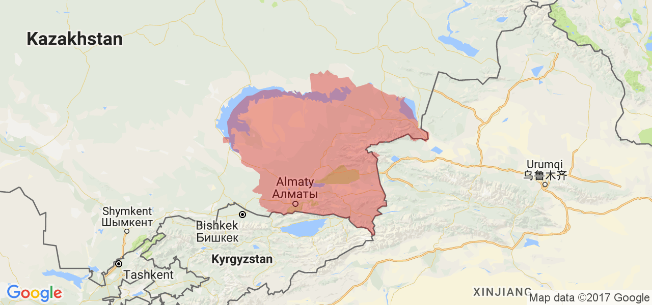 Изображение карты Алматинской области