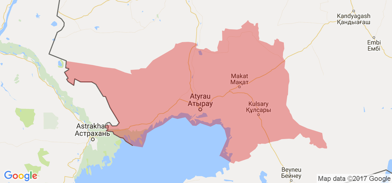 Изображение карты Атырауской области