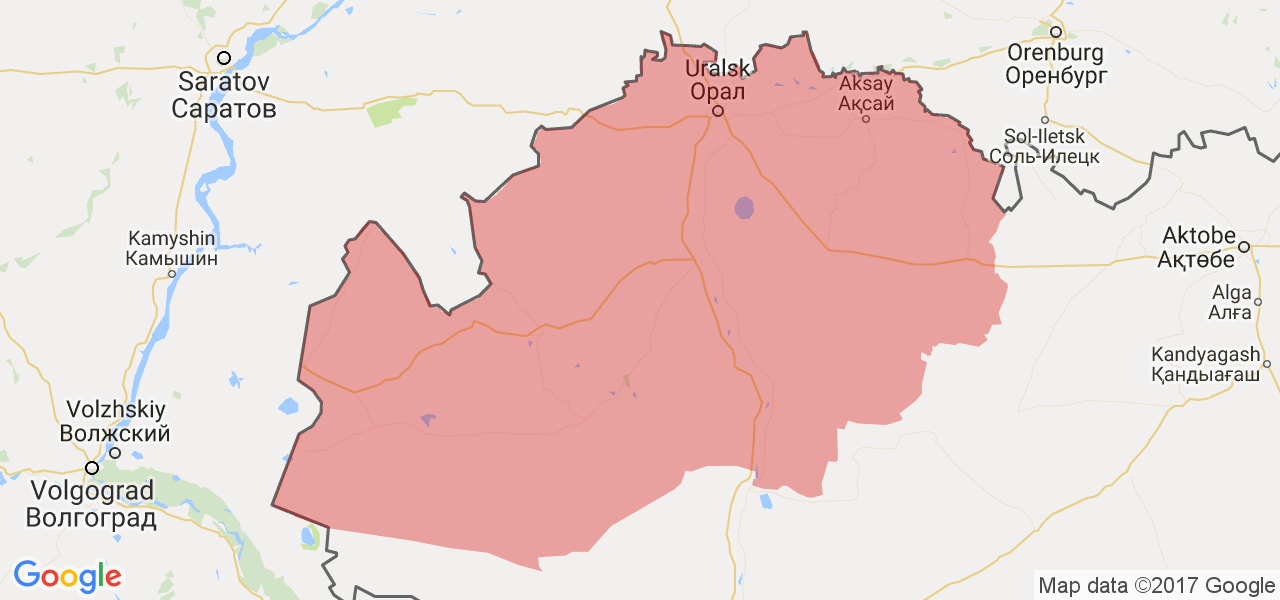 Изображение карты Западно-Казахстанской области