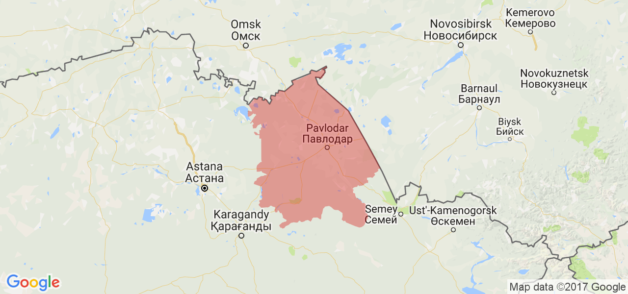 Изображение карты Павлодарской области