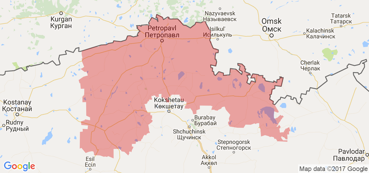 Изображение карты Северо-Казахстанской области