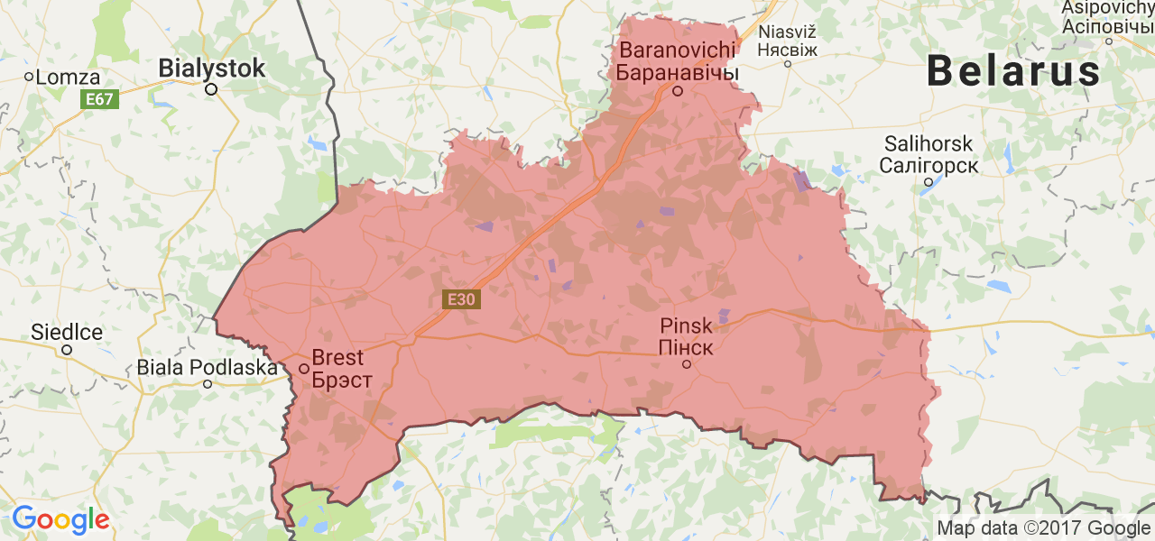 Изображение карты Брестской области