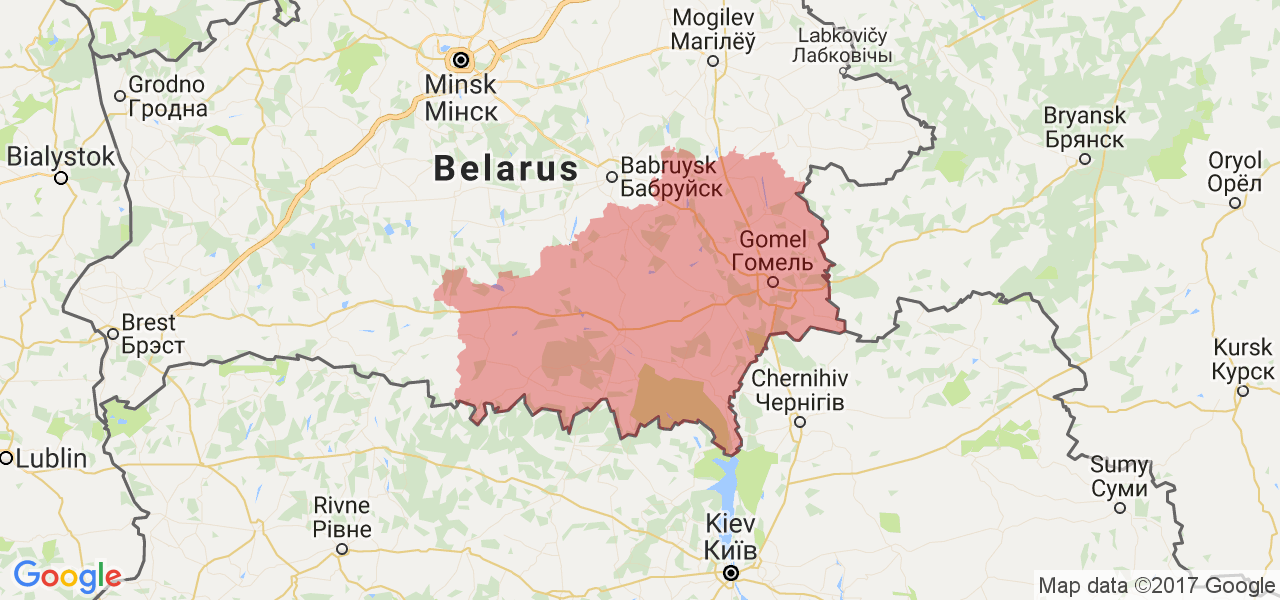 Изображение карты Гомельской области