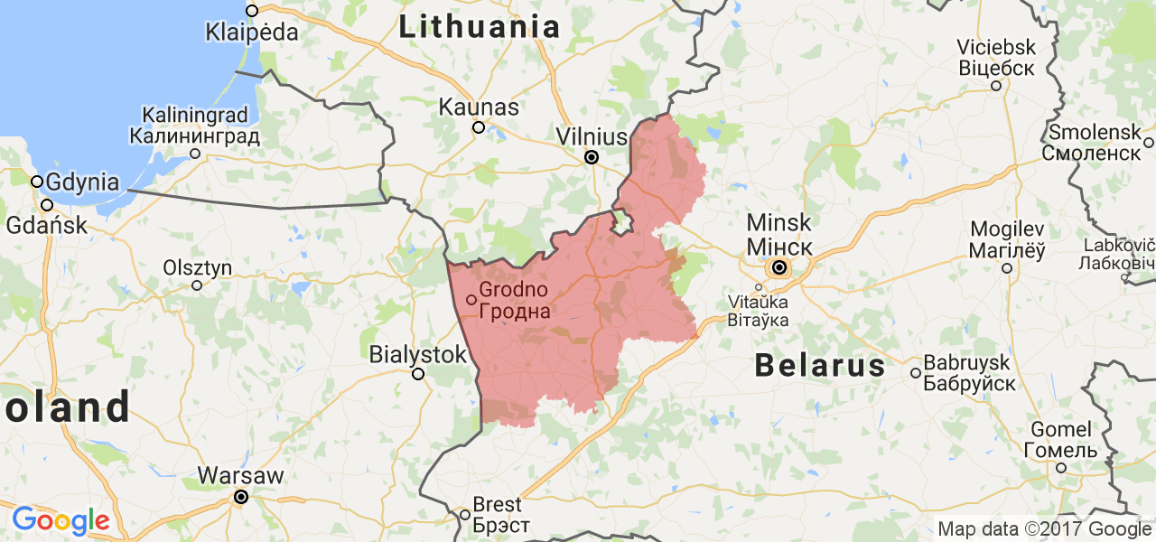 Изображение карты Гродненской области