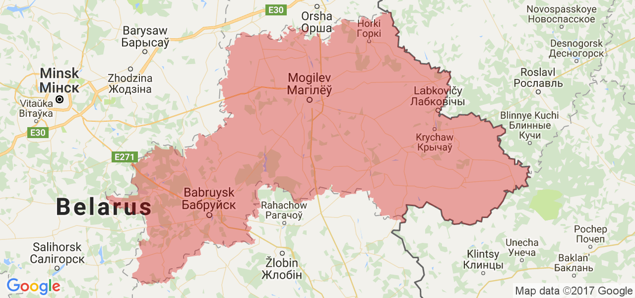 Изображение карты Могилёвской области