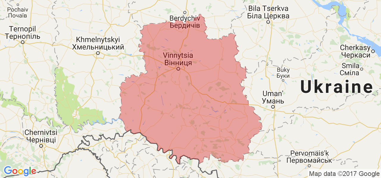 Изображение карты Винницкой области