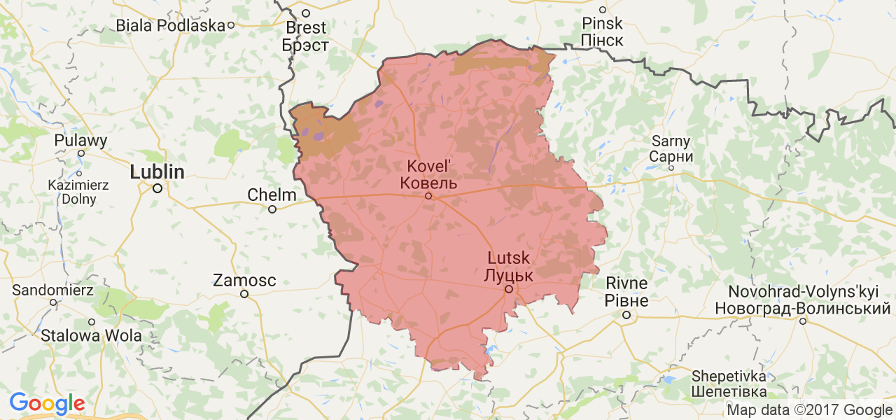 Изображение карты Волынской области