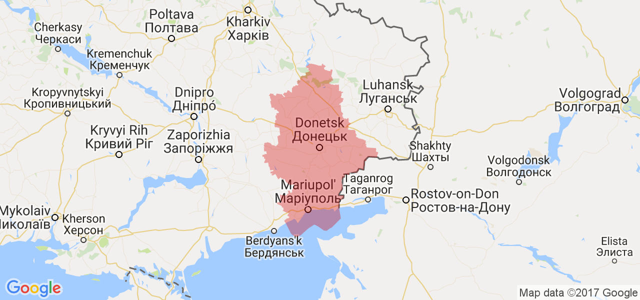 Изображение карты Донецкой области