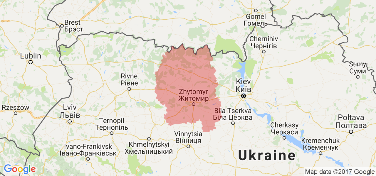 Изображение карты Житомирской области