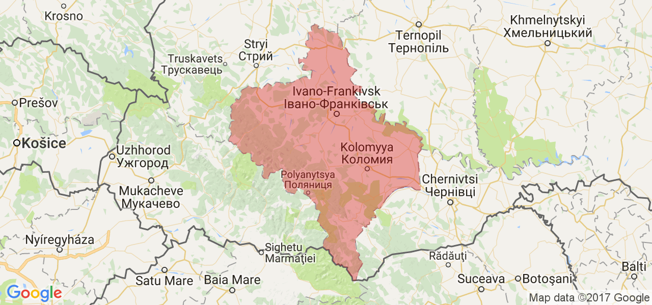 Изображение карты Ивано-Франковской области