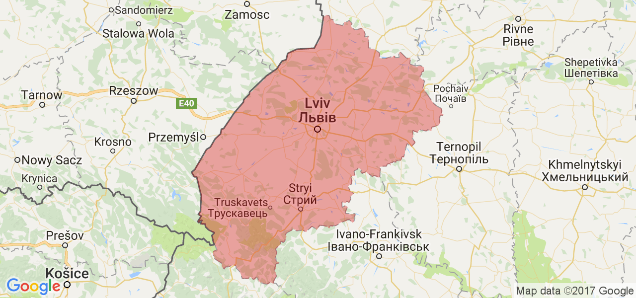 Изображение карты Львовской области