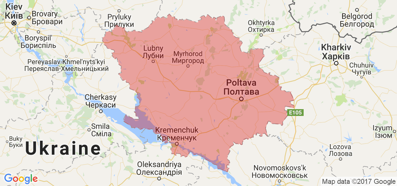 Изображение карты Полтавской области
