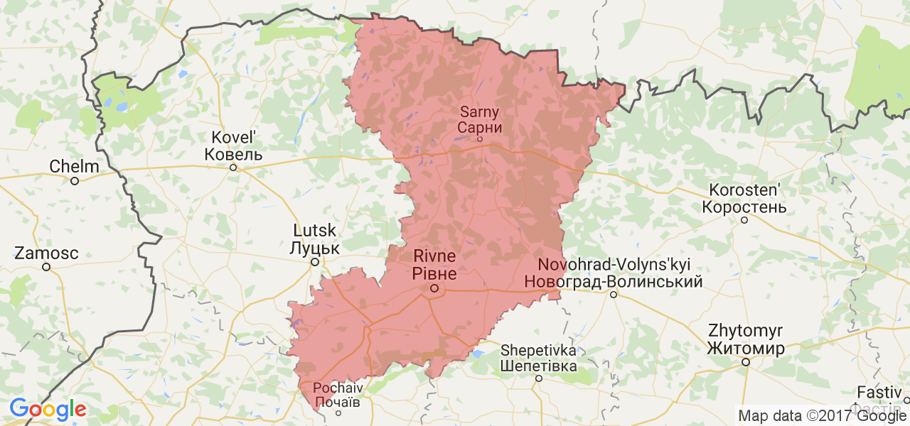 Изображение карты Ровненской области