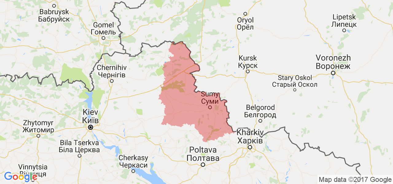 Изображение карты Сумской области