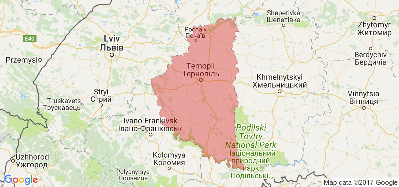 Изображение карты Тернопольской области