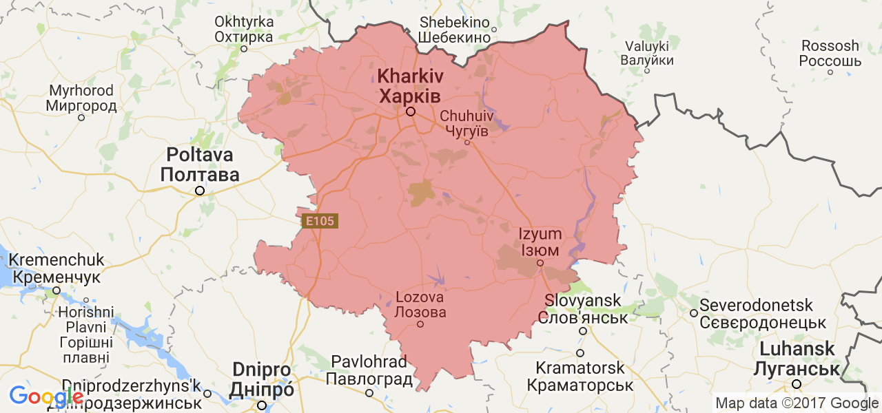 Изображение карты Харьковской области