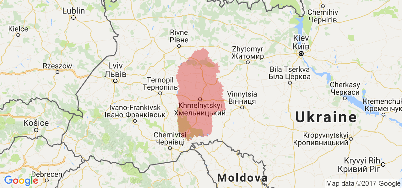 Изображение карты Хмельницкой области