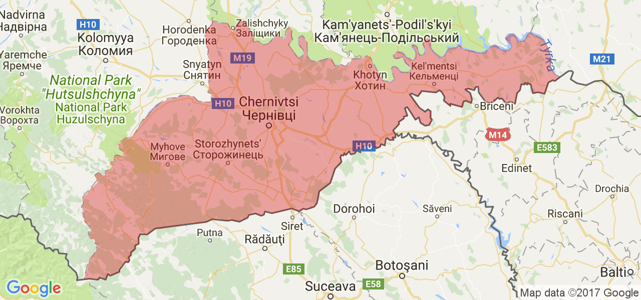 Изображение карты Черновицкой области