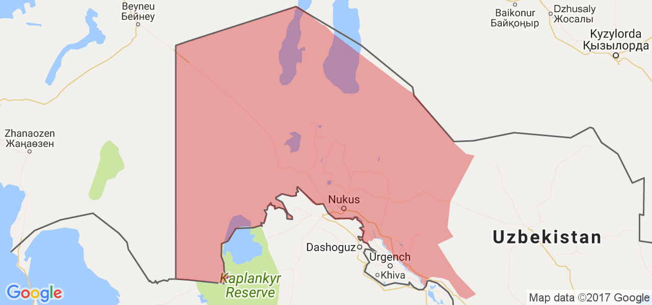 Изображение карты Республики Каракалпакстан