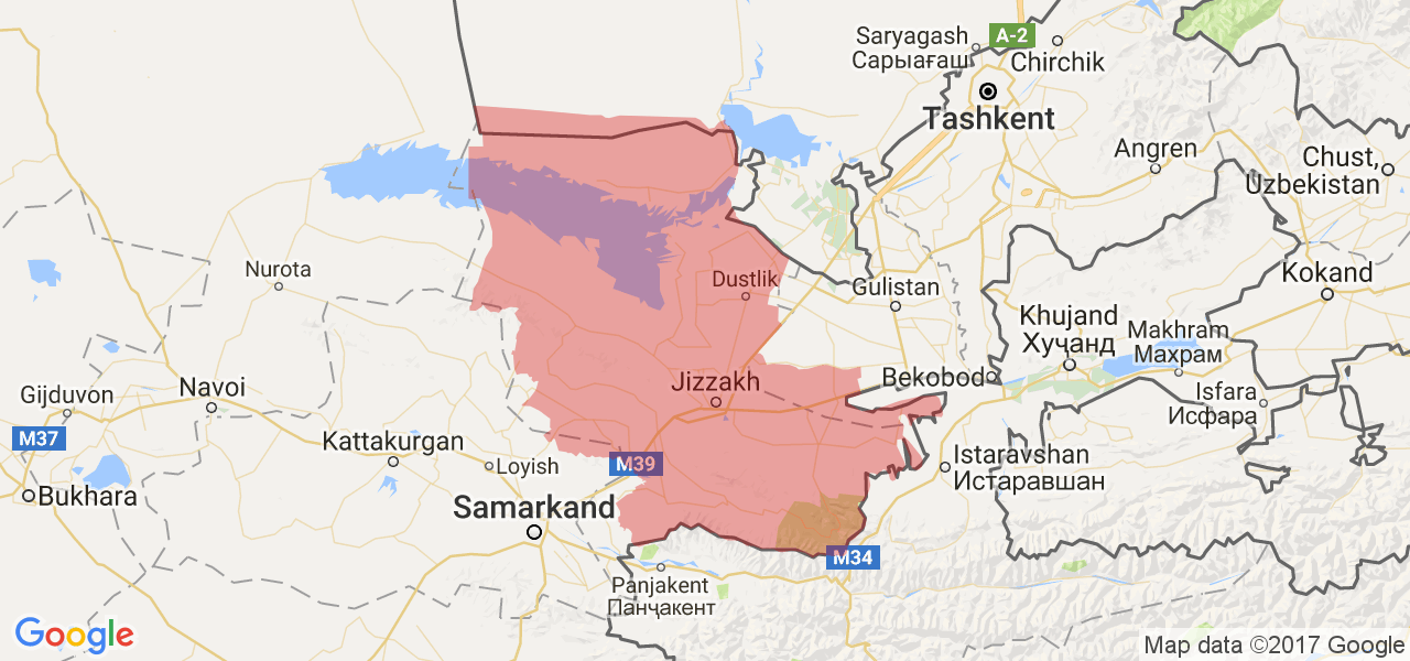 Изображение карты Джизакской области