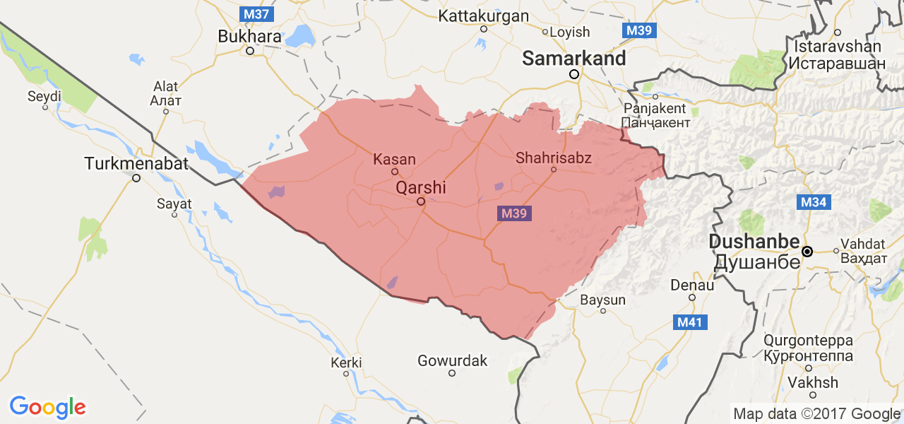 Изображение карты Кашкадарьинской области